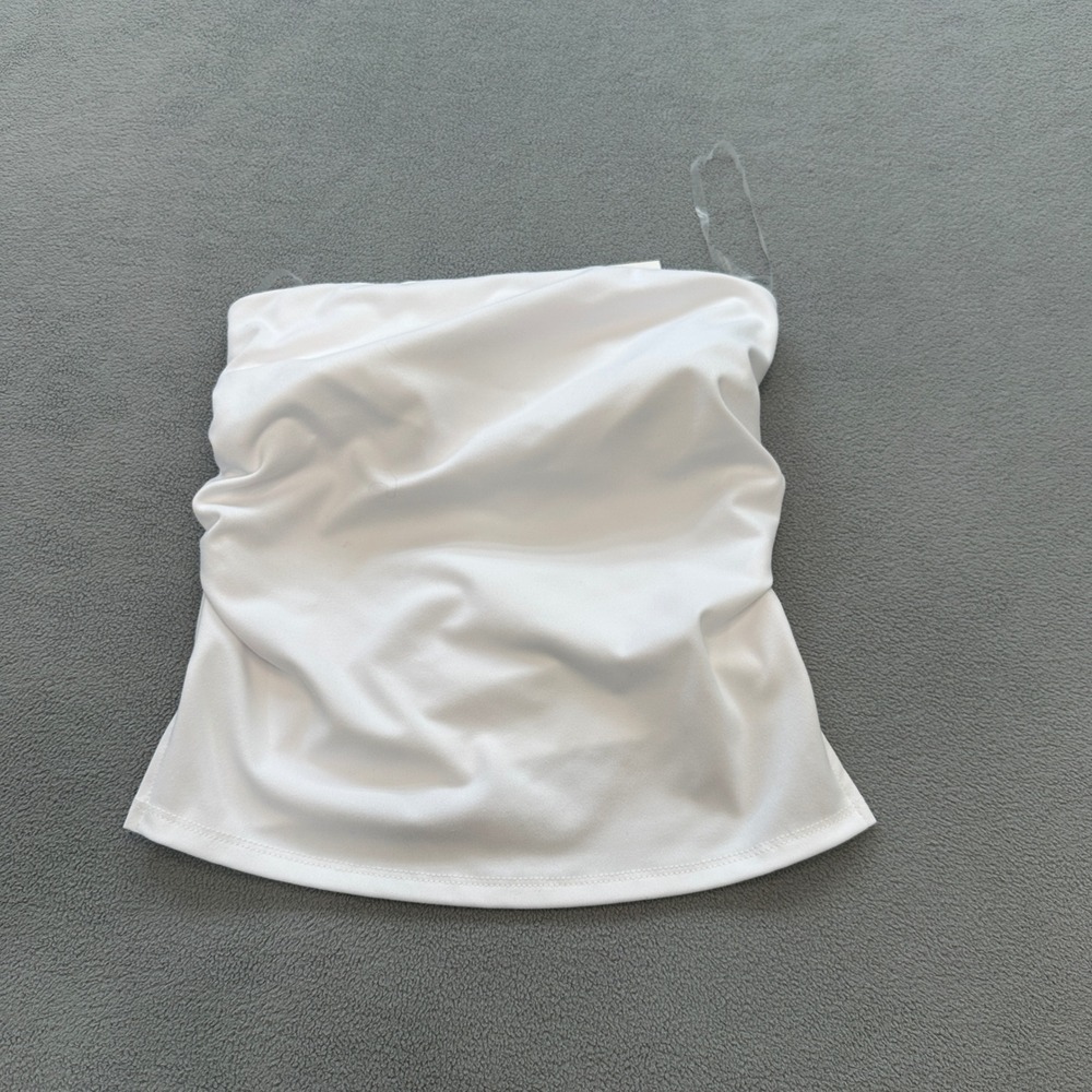 NWT Your Favorite Pacsun Tube Top S Women White Sleeveless Ruched Cropped Blouse